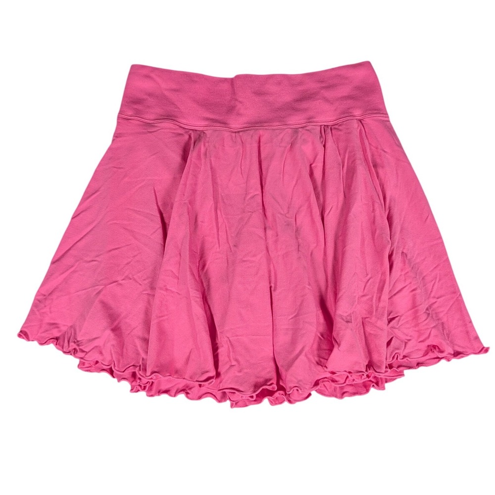OQQ Pink Pleated Athletic Skort with Pockets Nylon Spandex Activewear Skirt